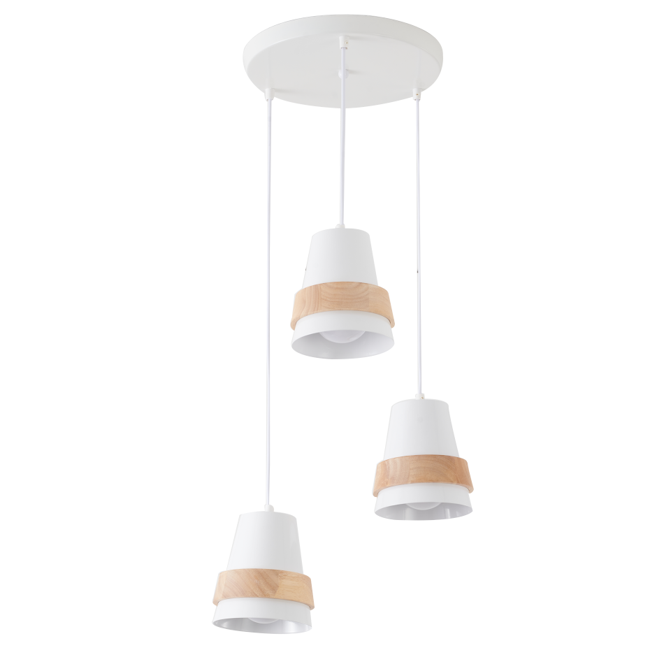 Lampara Colgante Blanca 770 Lights Orilla Color Madera 26835B-3H-WH