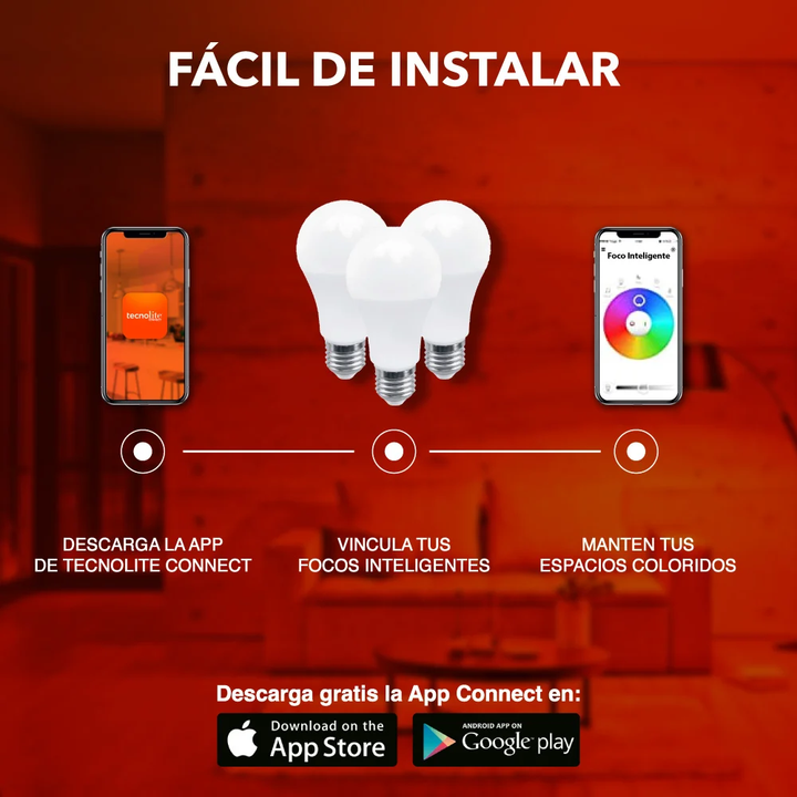 Paquete De 3 Focos LED Inteligentes Tecnolite