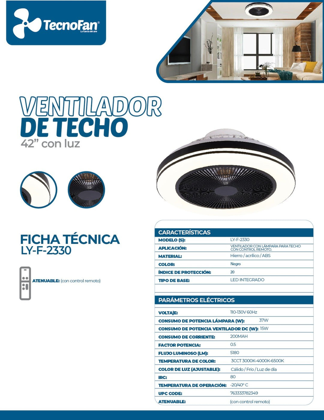 Ventilador De Techo Tecnofan Smart Cct