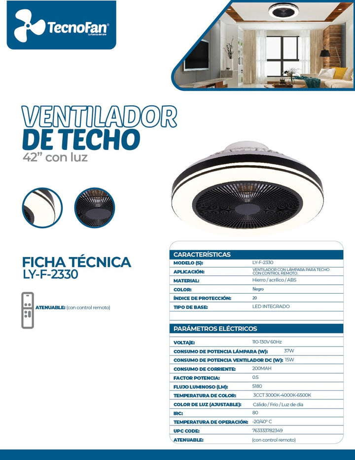 Ventilador De Techo Tecnofan Smart Cct