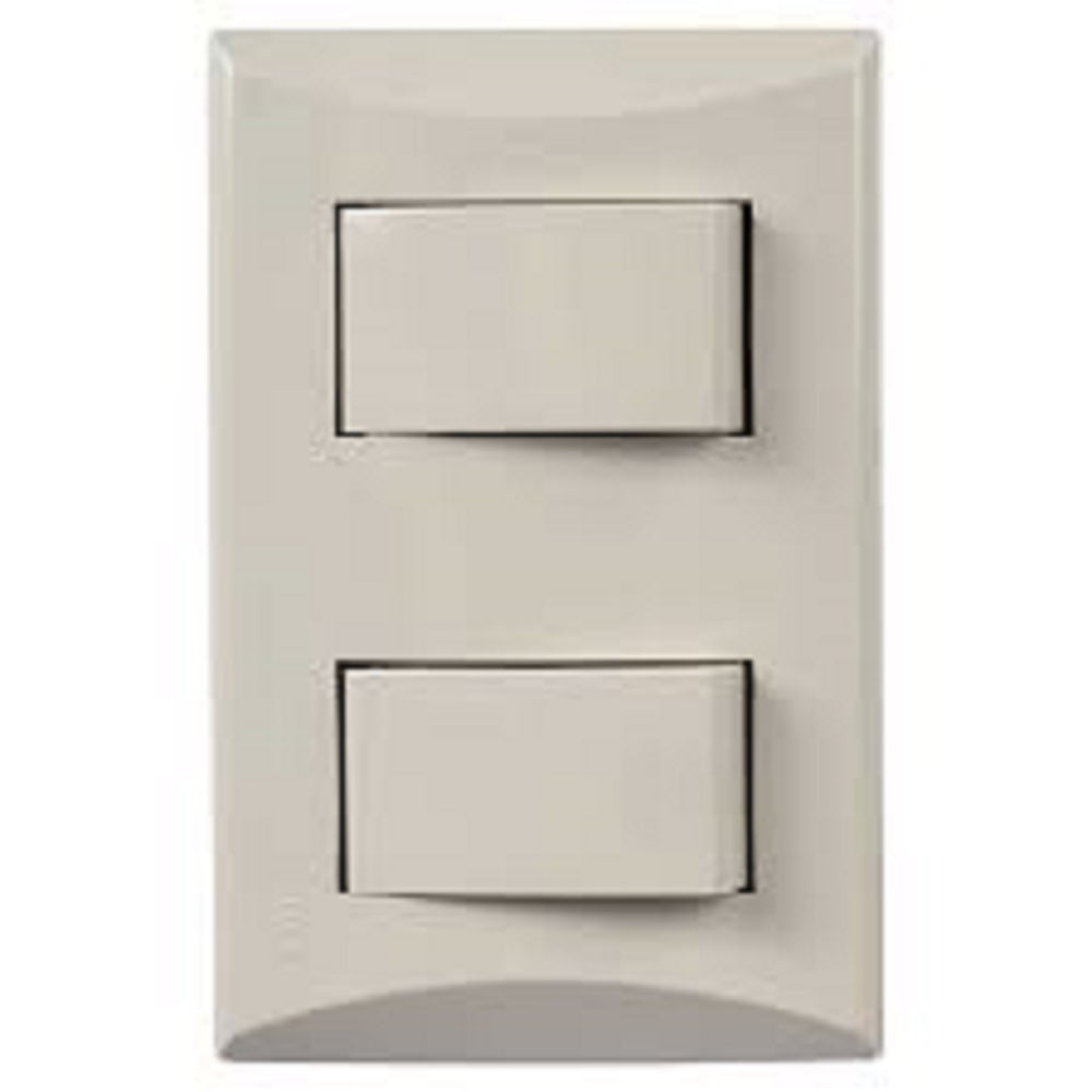 Placa Interruptor Doble 3 Vias Marfil Eagle Linea Plata