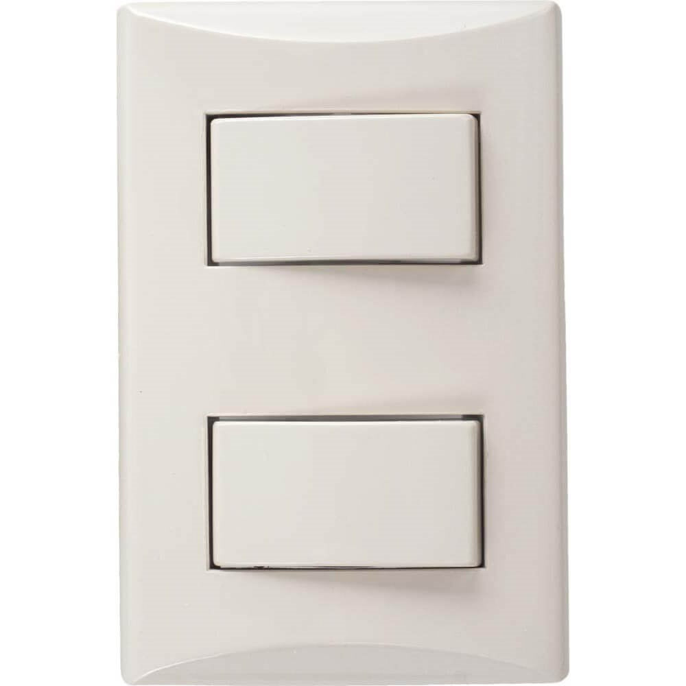 Placa Interruptor Doble Marfil Eagle Linea Plata