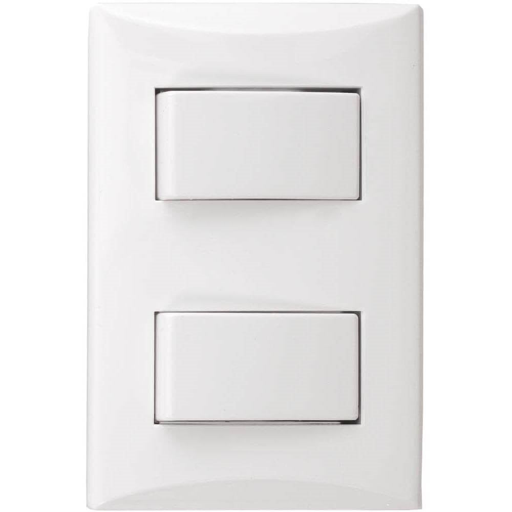 Placa Interruptor Doble Blanca Eagle Linea Plata