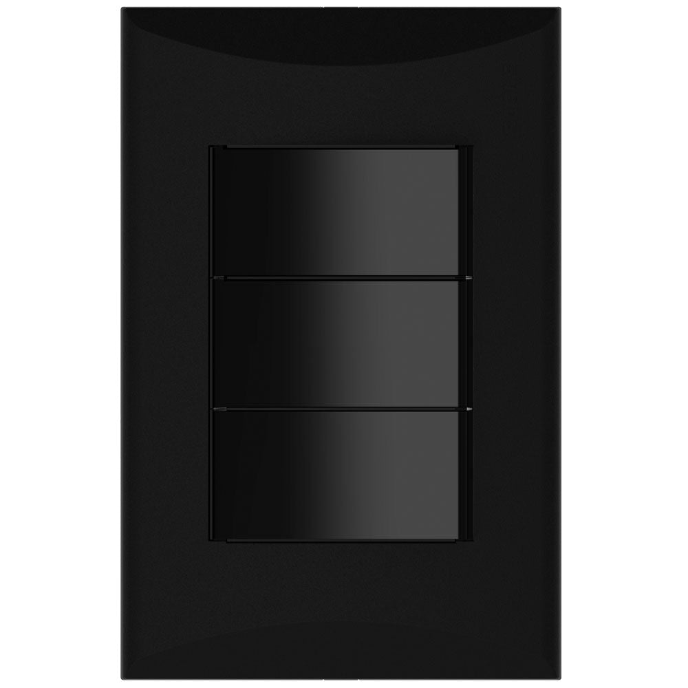 Placa Interruptor Triple Negro Eagle Linea Plata
