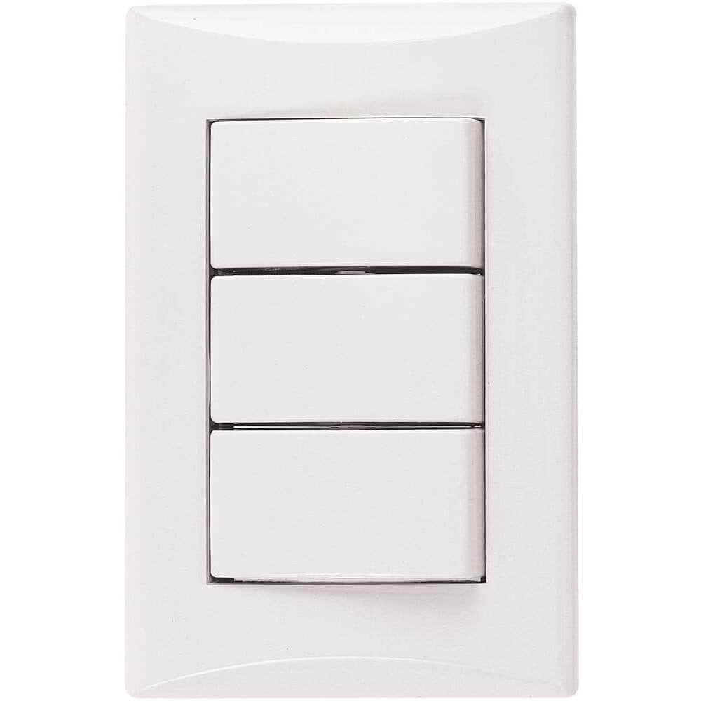 Placa Interruptor Triple Blanca Eagle Linea Plata