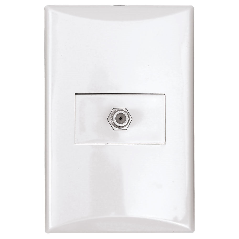 Placa Tv Para Cable Coaxial Blanca Eagle Linea Plata