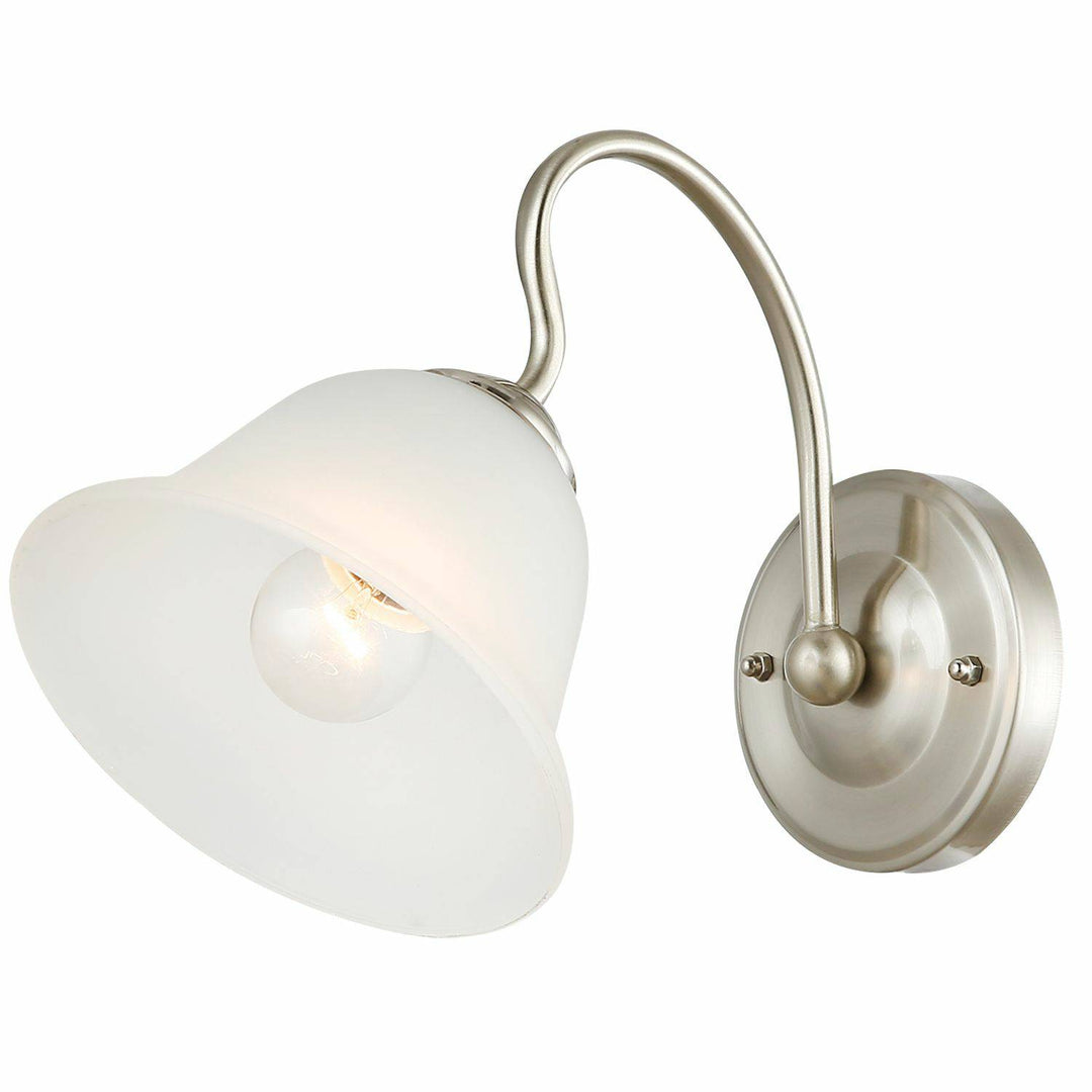 Lampara Pared Aplique 1 Luz E27 Cromado Difusor Blanco 770 Lights