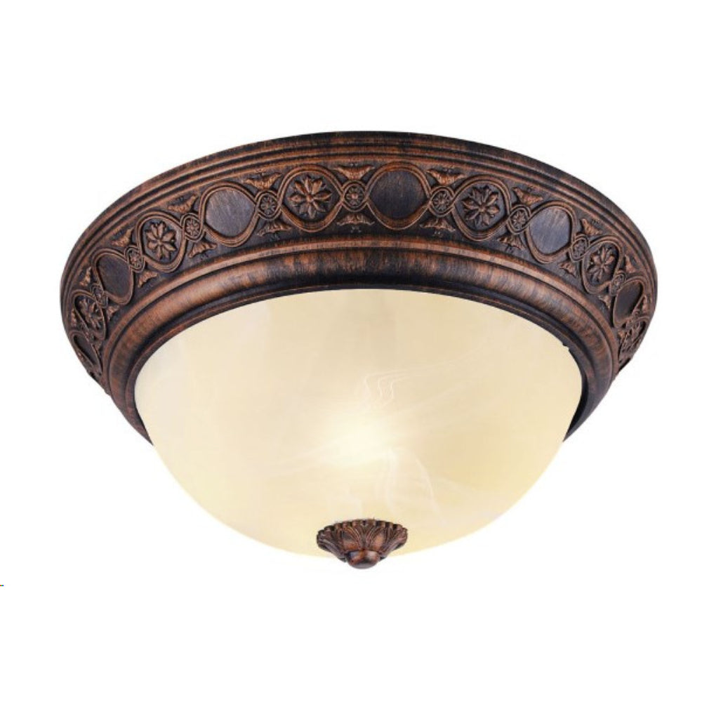 Lamp.techo Plafon 2XE27-60W 110-240V Acabado Bronce Pantalla Vidrio Murano Blanco