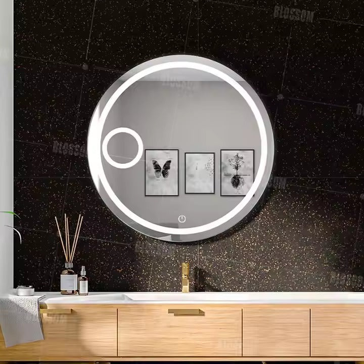 Espejo De Pared Para Baño Con Luz 70X70 ILUTEC (Redondo)