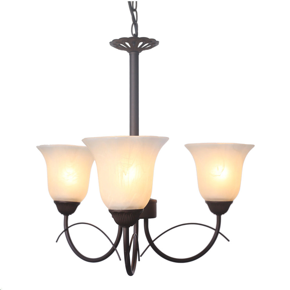 Lamp.techo Colgante 3XE27-60W No Incluido 110-240V Acabado Coffee Vidrio Blanco Marmol