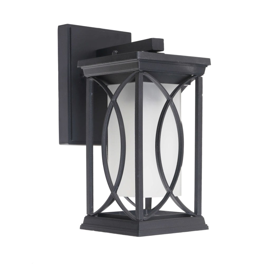 Lamp. Pared Exterior 1XE27-60W No Incluido 100-240V Acabado Negro Vidrio Esmerilado