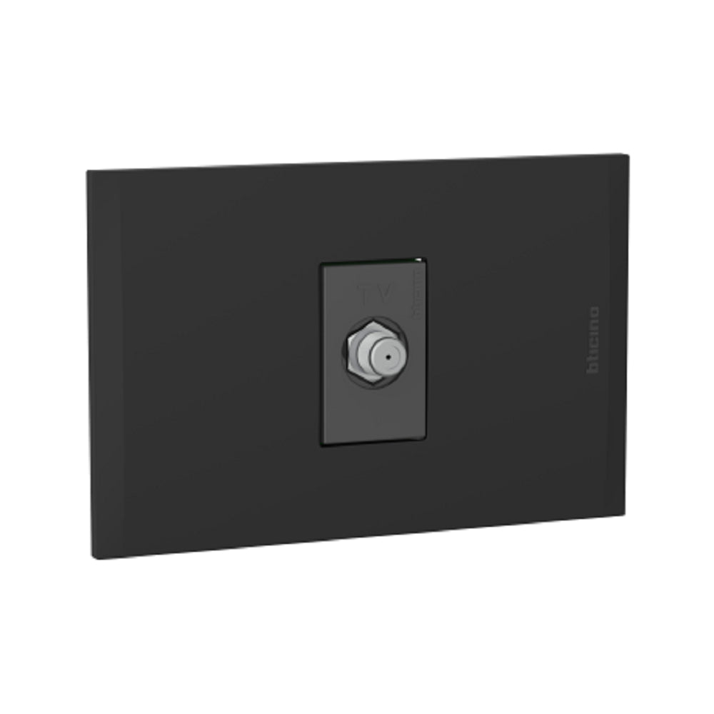 Placa Tv Sencilla Tipo Fitting Coaxial Nobile Negro Bticino