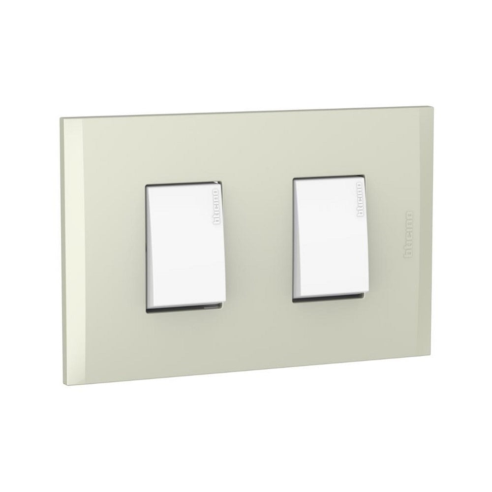 Placa Switch Doble 3 Vias 15A Nobile Champagne Bticino