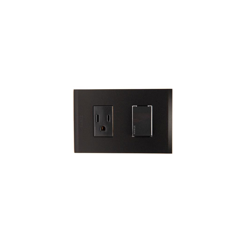 Placa Combinada Toma+switch Nobile Negro Bticino