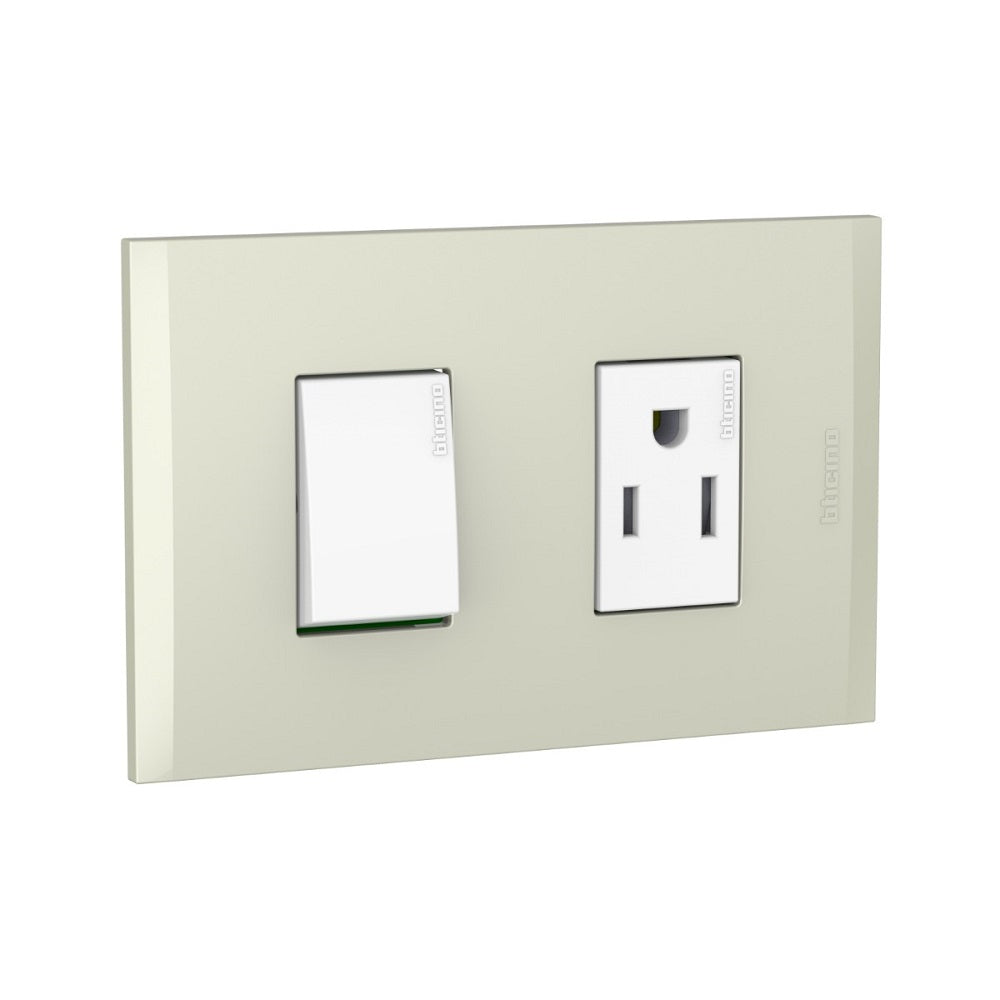Placa Combinada Toma+switch Nobile Champagne Bticino