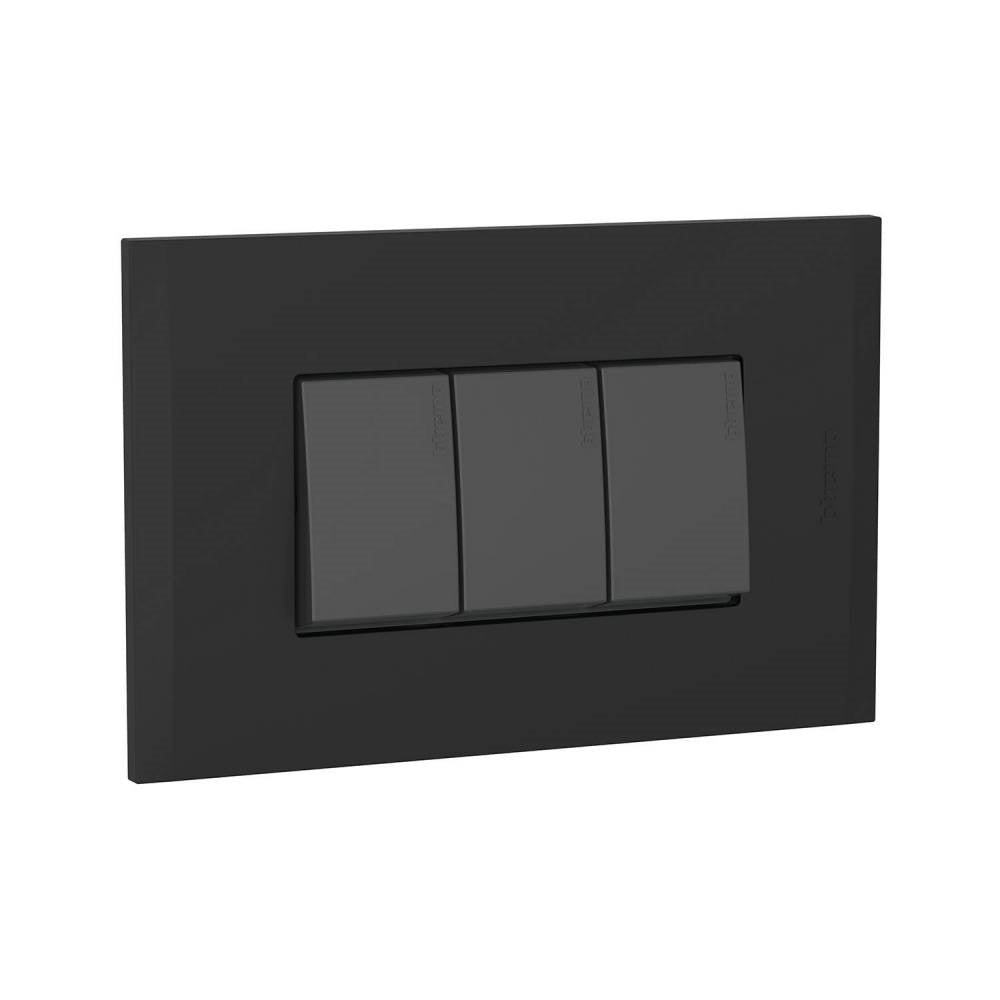 Placa Switch Triple 15A Nobile Negro Bticino