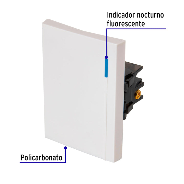 Interruptor Sencillo 3 Módulos, Línea Española, Color Blanco