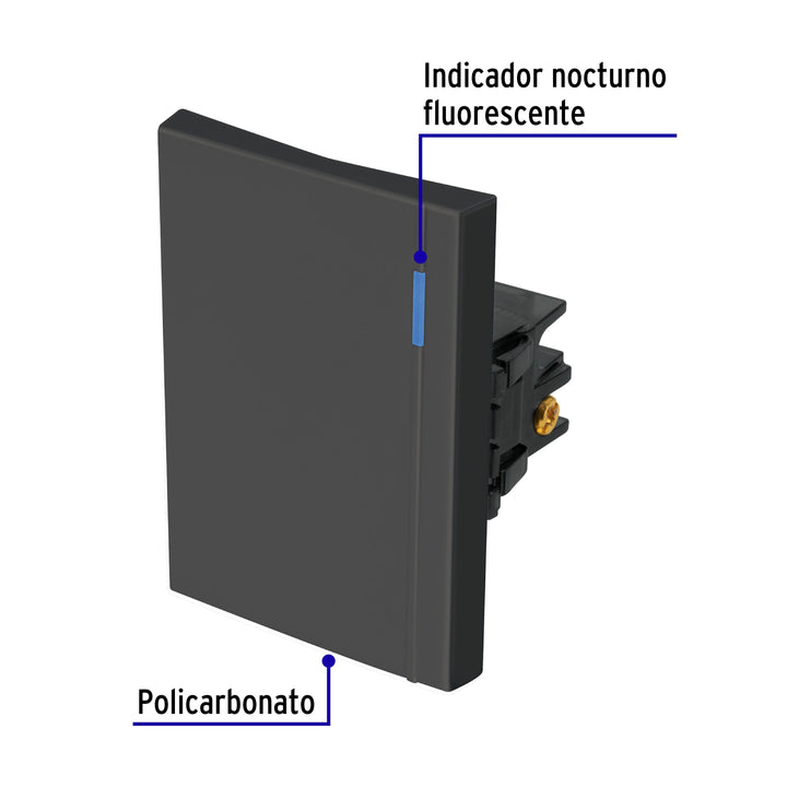Interruptor Sencillo 3 Módulos, Línea Española, Color Negro