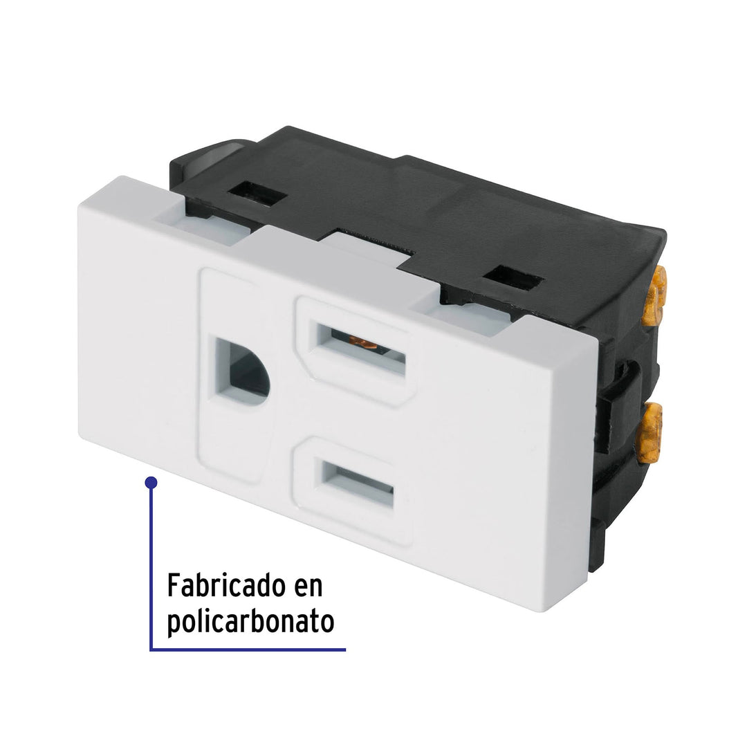 Dado Tomacorriente Polarizado 1 Módulo, Línea Española, Color Blanco
