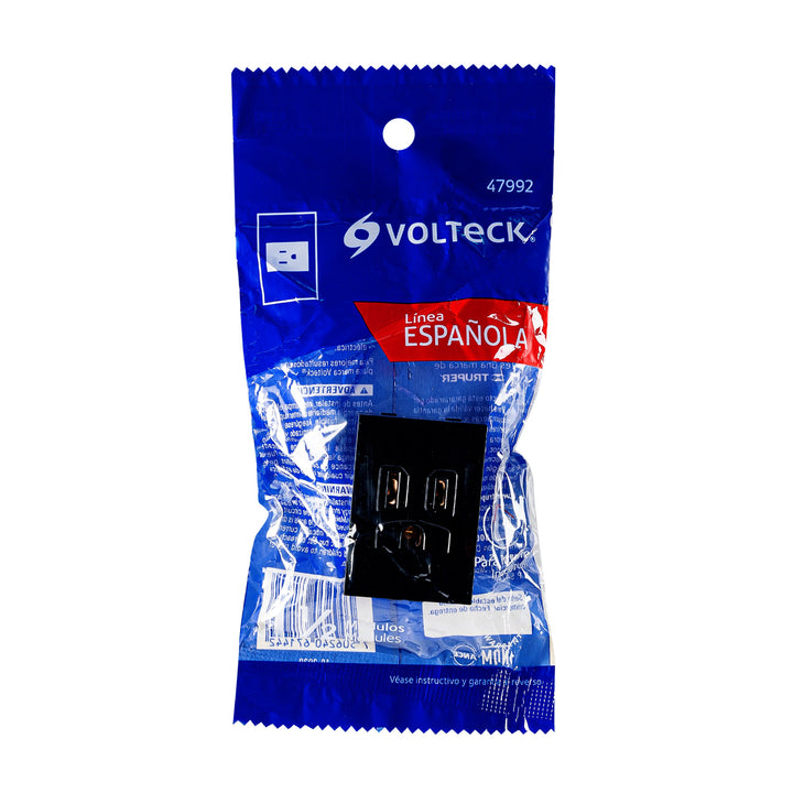 Dado Tomacorriente Polarizado 1.5 Módulos, Línea Española, Negro