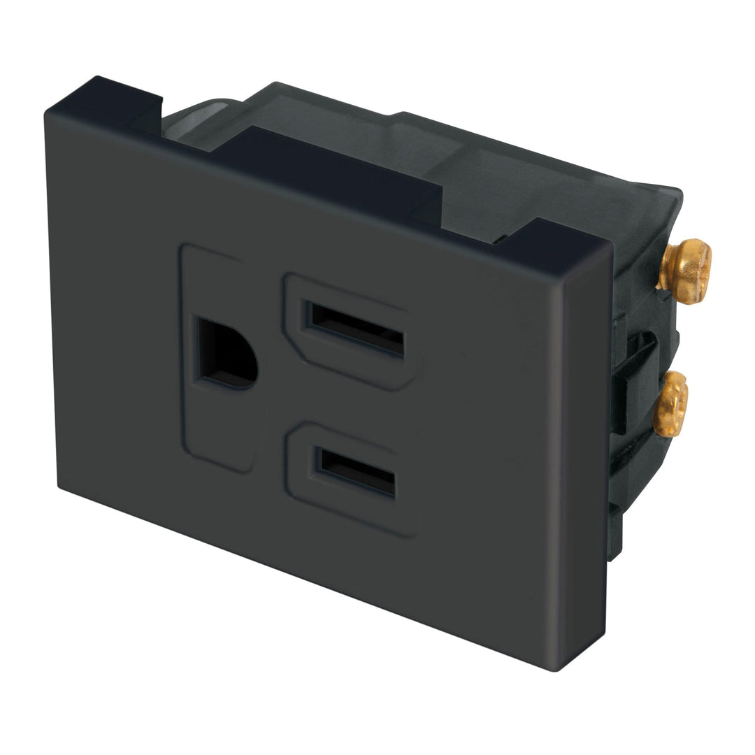 Dado Tomacorriente Polarizado 1.5 Módulos, Línea Española, Negro