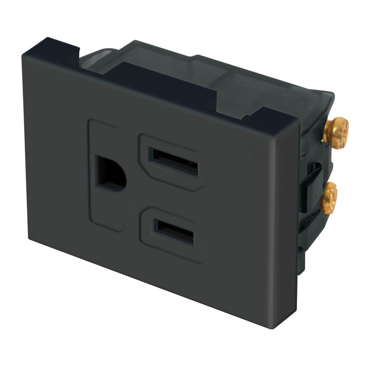 Dado Tomacorriente Polarizado 1.5 Módulos, Línea Española, Negro