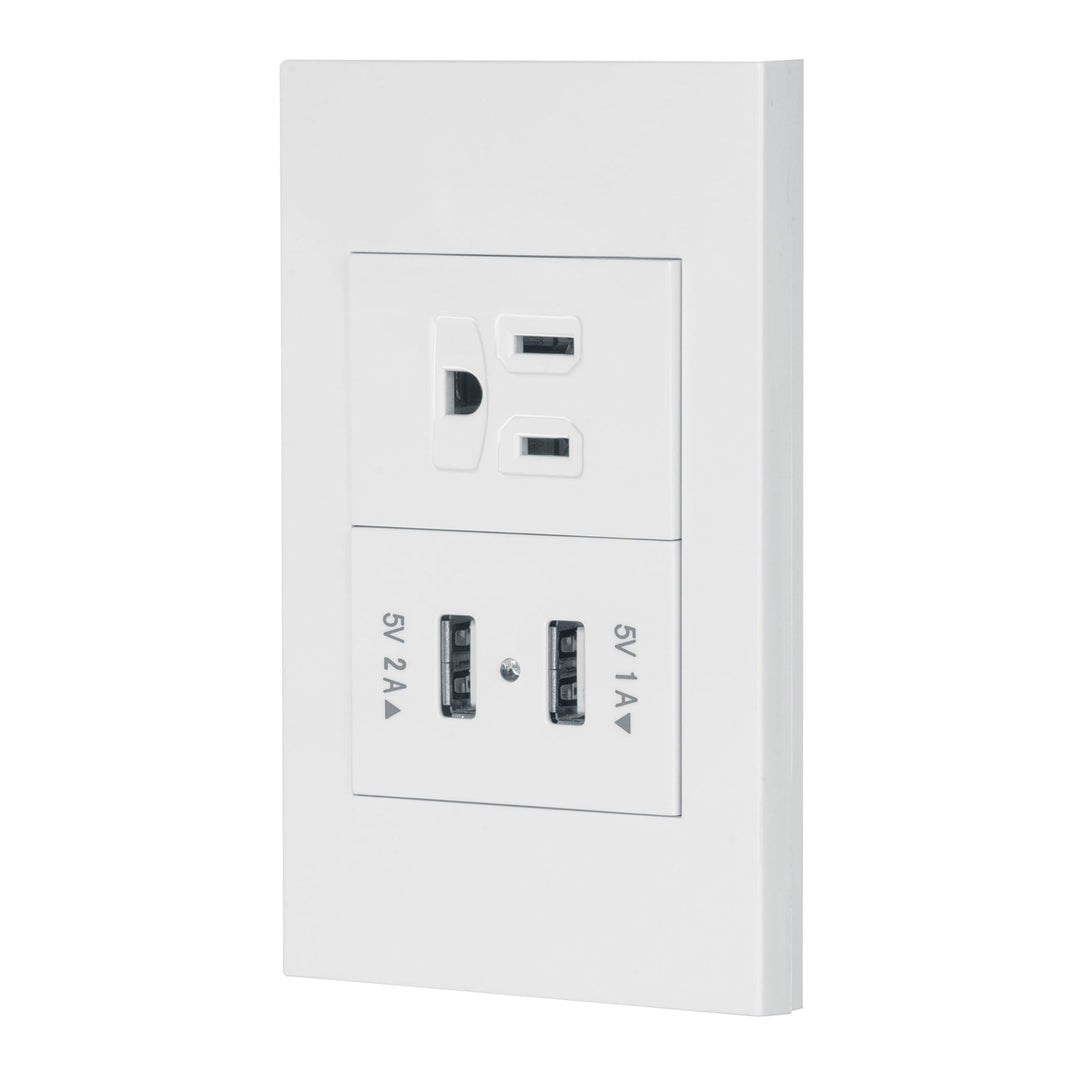Placa Armada 1CONTACTO, 2PUERTOS USB, 1.5MOD,ESPAÑOLA,BLANCO