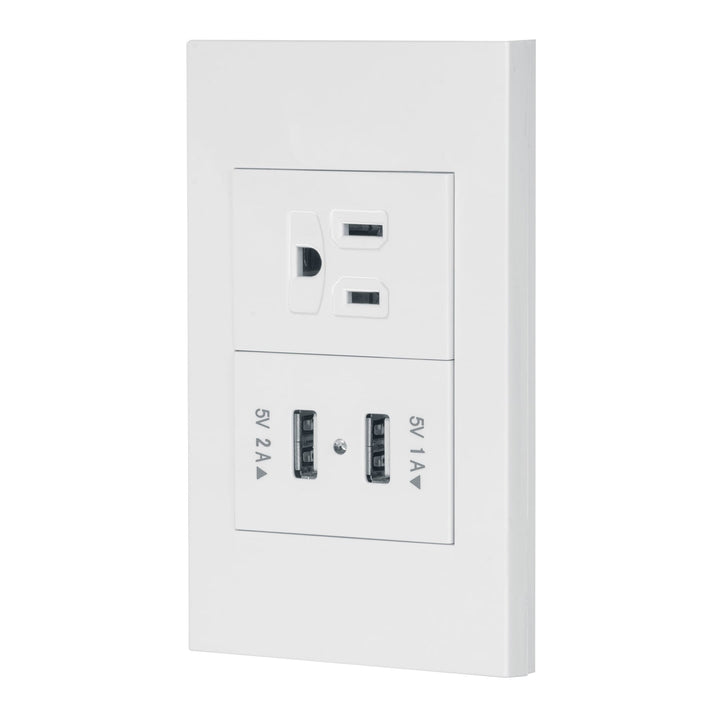 Placa Armada 1CONTACTO, 2PUERTOS USB, 1.5MOD,ESPAÑOLA,BLANCO