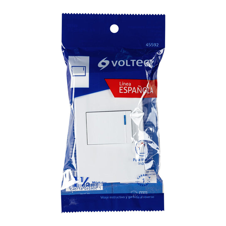 Placa Armada Con Interruptor, 1.5 Módulos, Española, Blanco