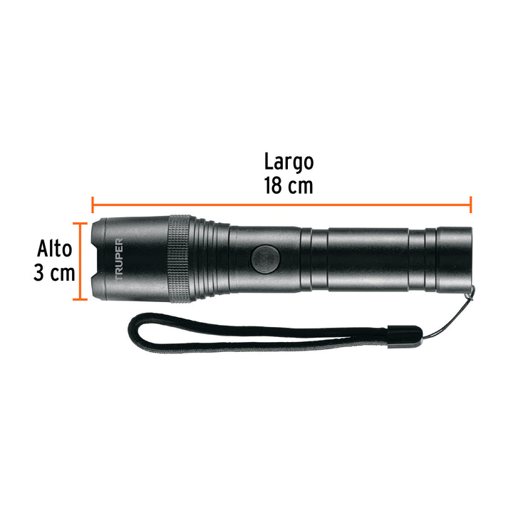 Linterna De Aluminio 1 LED 420LM Recargable, Truper