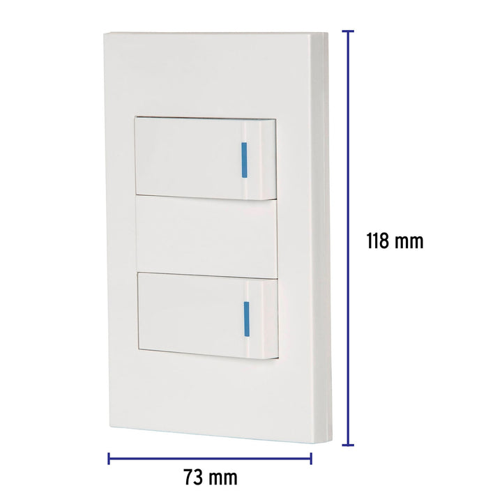 Placa Armada 2 Interruptores, 1 Módulo, Española, Blanco