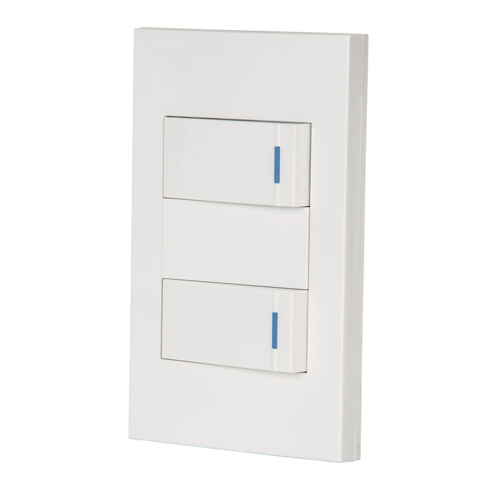 Placa Armada 2 Interruptores, 1 Módulo, Española, Blanco
