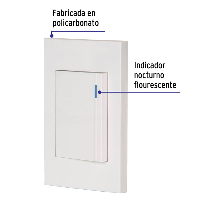 Placa Armada 1 Interruptor, 3 Módulos, Española, Blanco