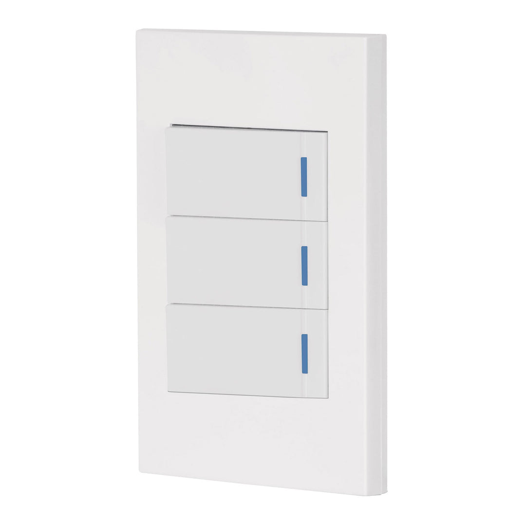 Placa Armada 3 Interruptores, 1 Módulo, Española, Blanco