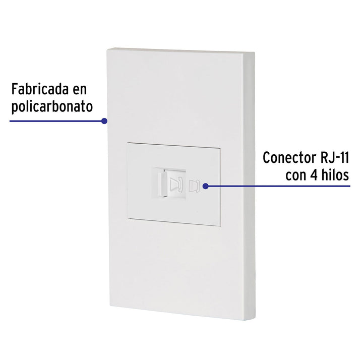Placa Armada 1 Toma Para Teléfono, 1.5 Mod, Española, Blanco