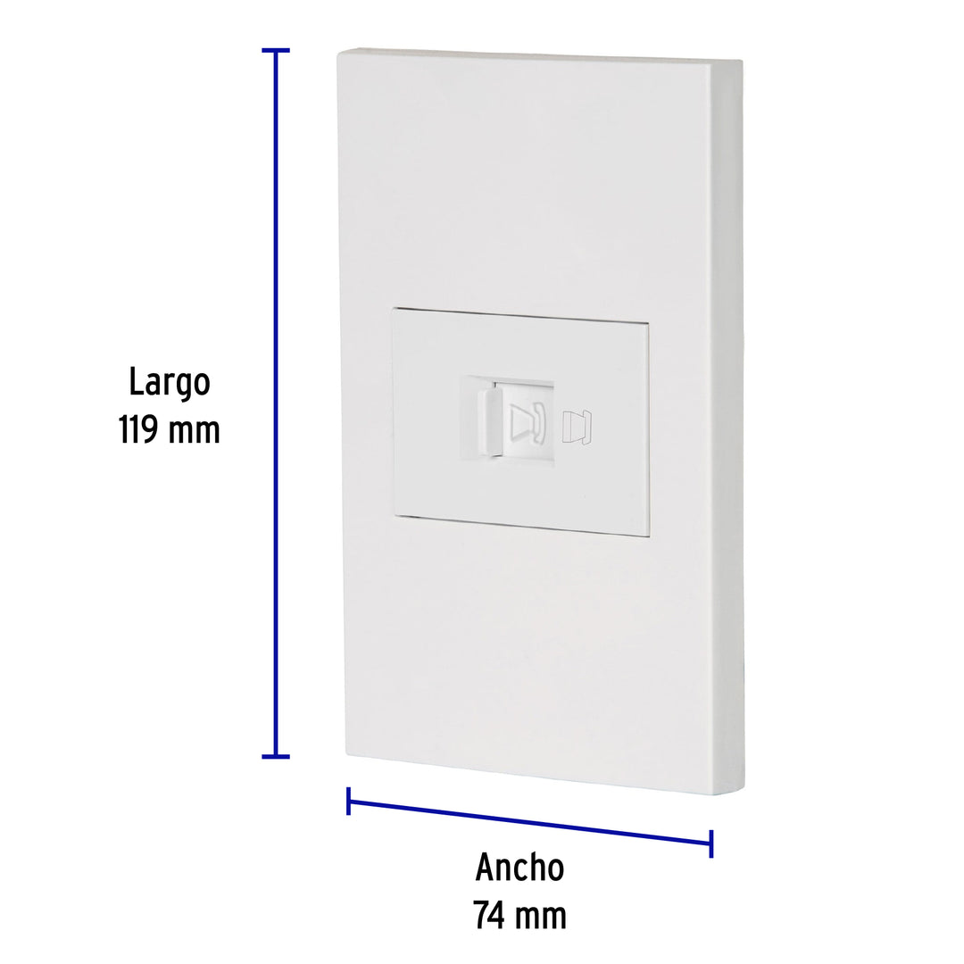 Placa Armada 1 Toma Para Teléfono, 1.5 Mod, Española, Blanco
