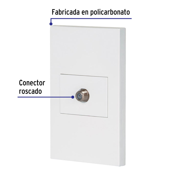Placa Armada 1 Toma De Tv, 1.5 Módulos, Española, Blanco