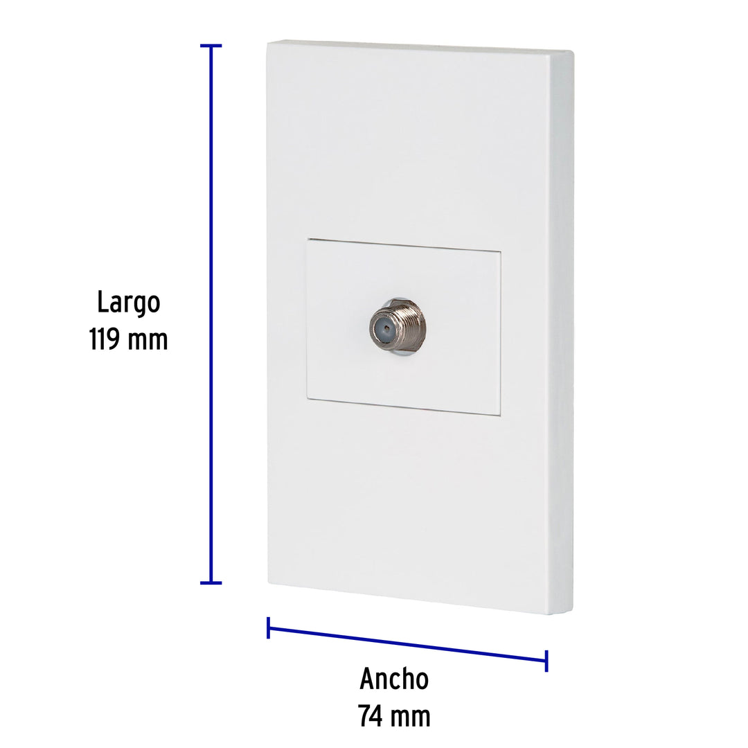 Placa Armada 1 Toma De Tv, 1.5 Módulos, Española, Blanco