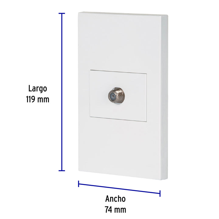 Placa Armada 1 Toma De Tv, 1.5 Módulos, Española, Blanco