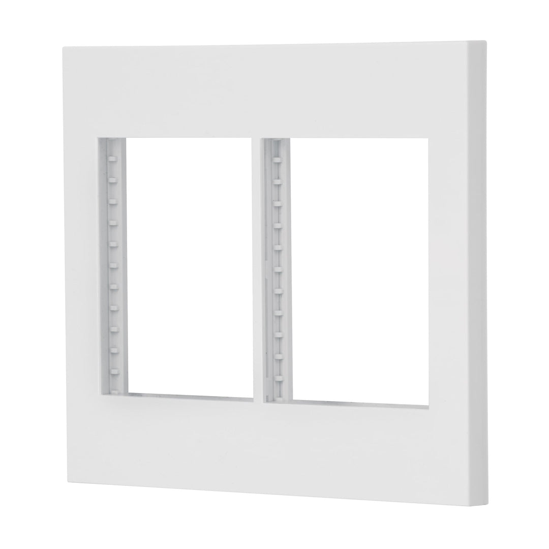 Placa 2 Ventanas, 6 Módulos, Línea Española, Color Blanco