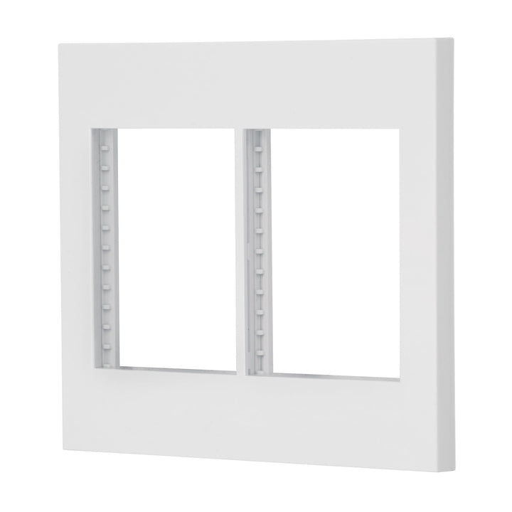 Placa 2 Ventanas, 6 Módulos, Línea Española, Color Blanco