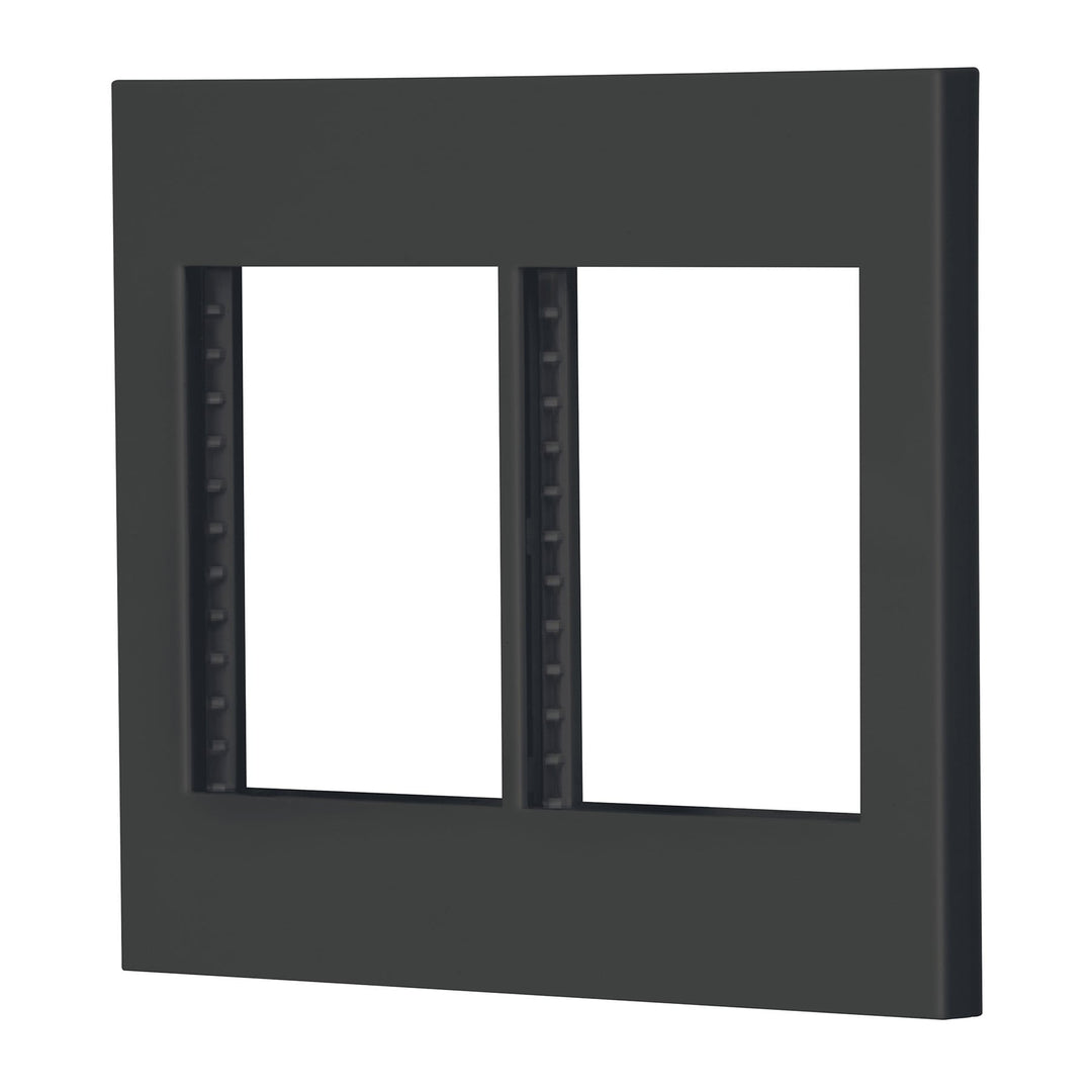 Placa 2 Ventanas, 6 Módulos, Línea Española, Color Negro