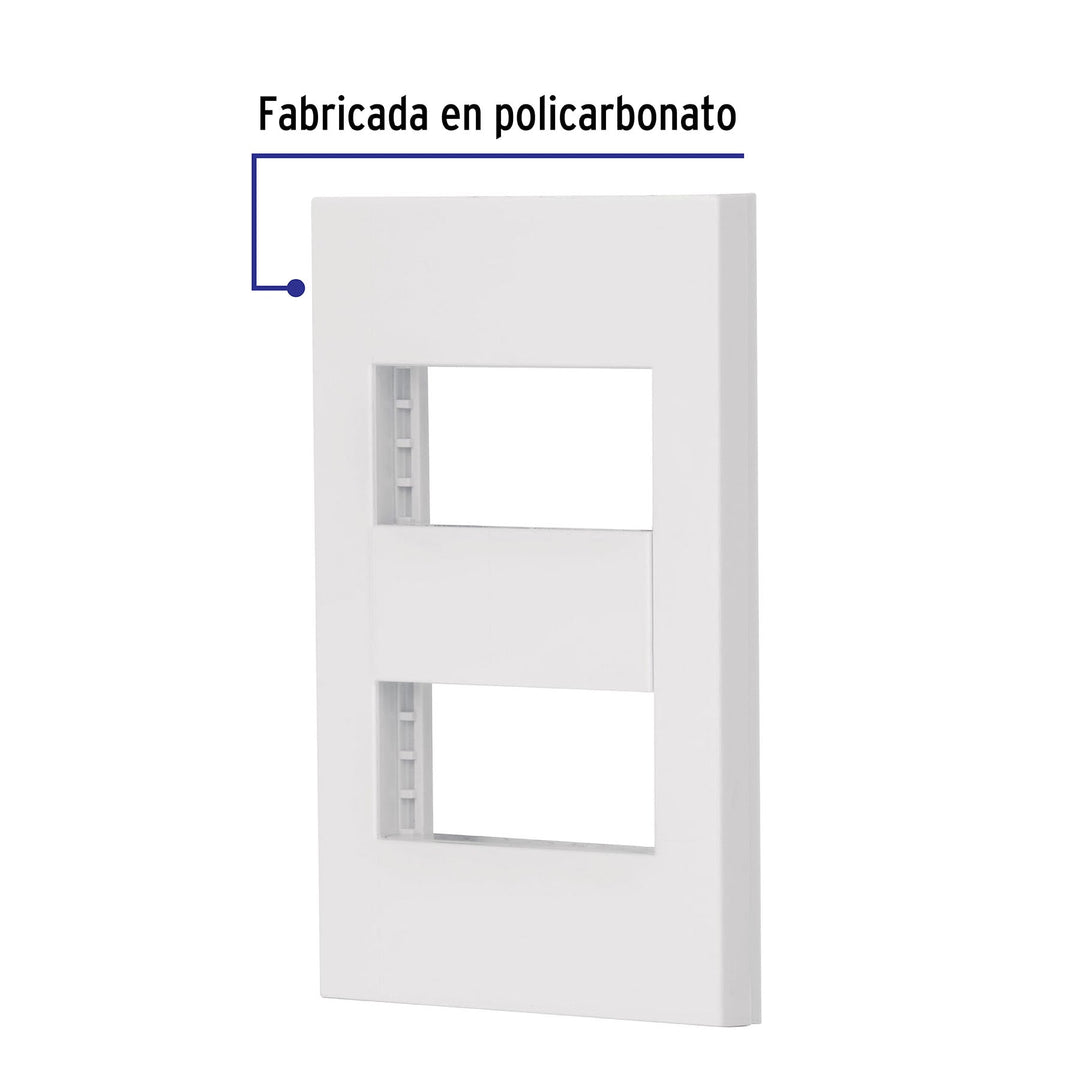Placa 2 Módulos Línea Española, Color Blanco