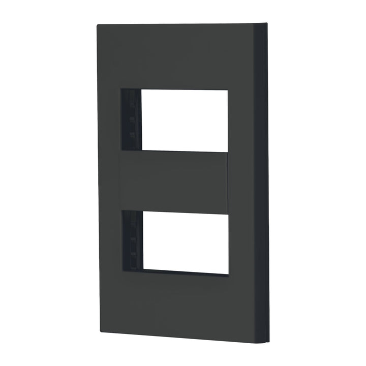 Placa 2 Ventanas, 1 Módulo, Línea Española, Color Negro