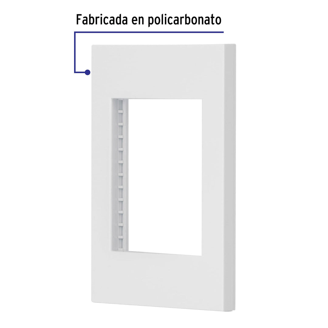 Placa 1 Ventana, 3 Módulos, Línea Española, Color Blanco