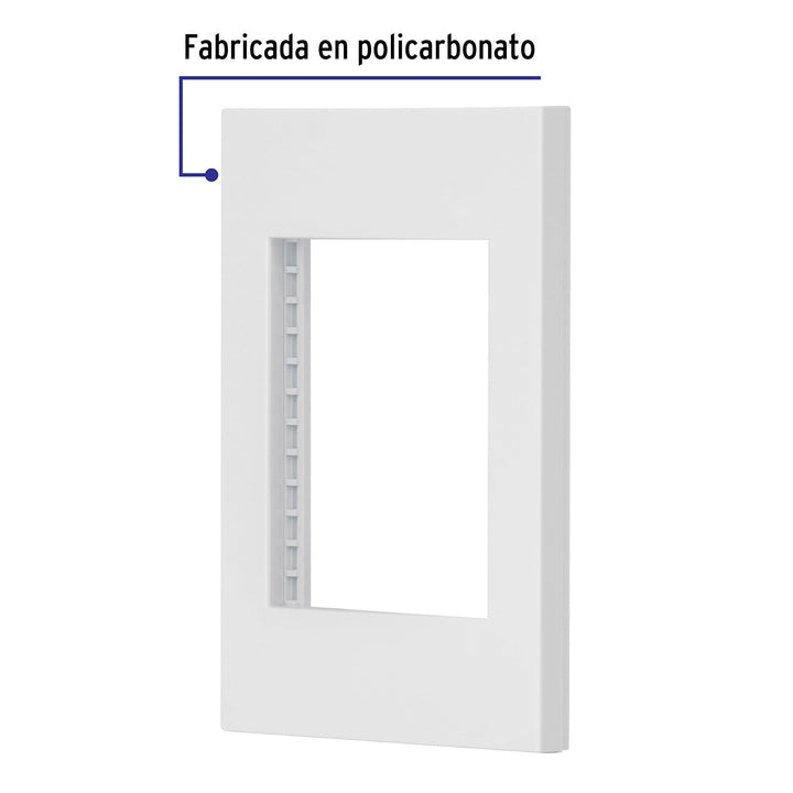 Placa 1 Ventana, 3 Módulos, Línea Española, Color Blanco