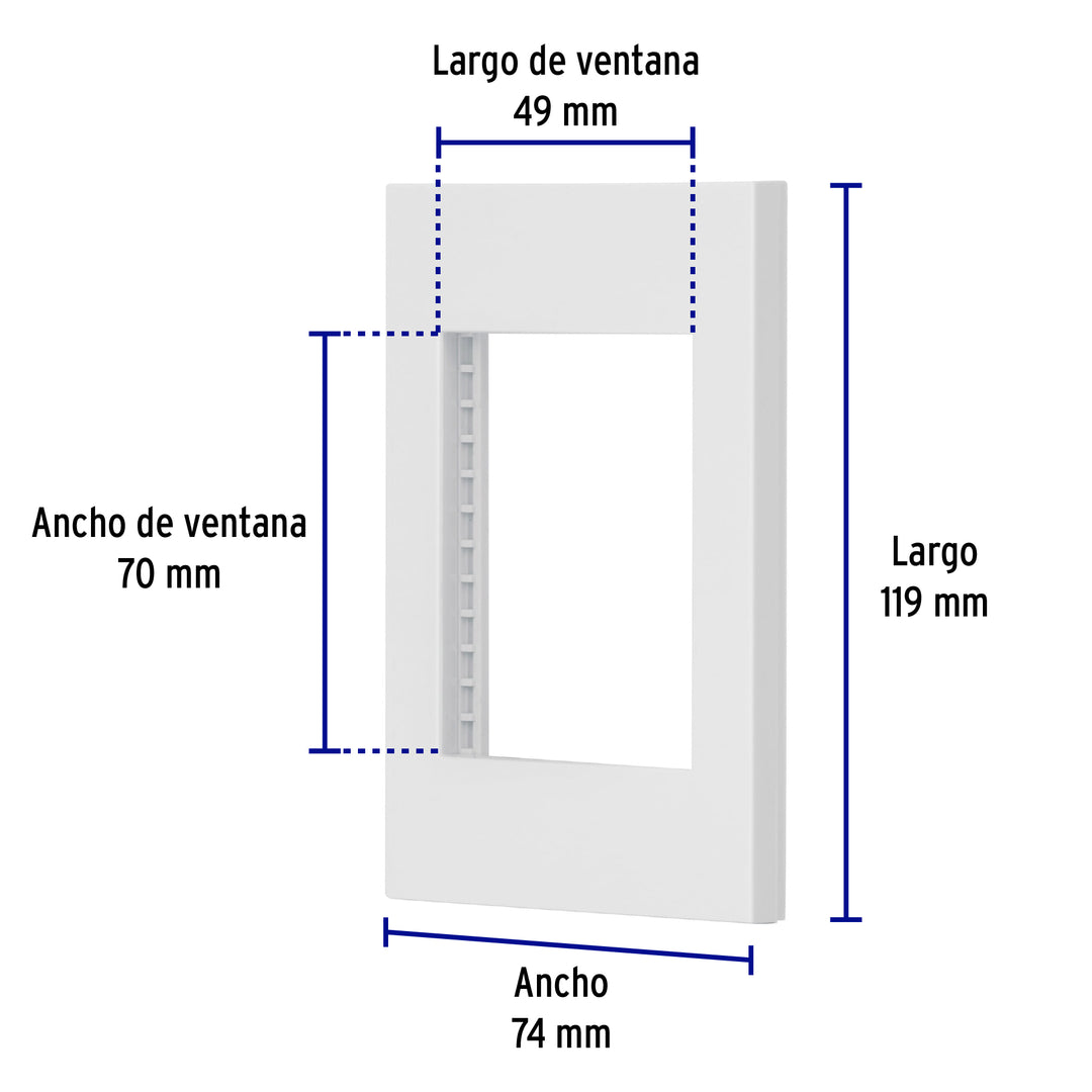 Placa 1 Ventana, 3 Módulos, Línea Española, Color Blanco
