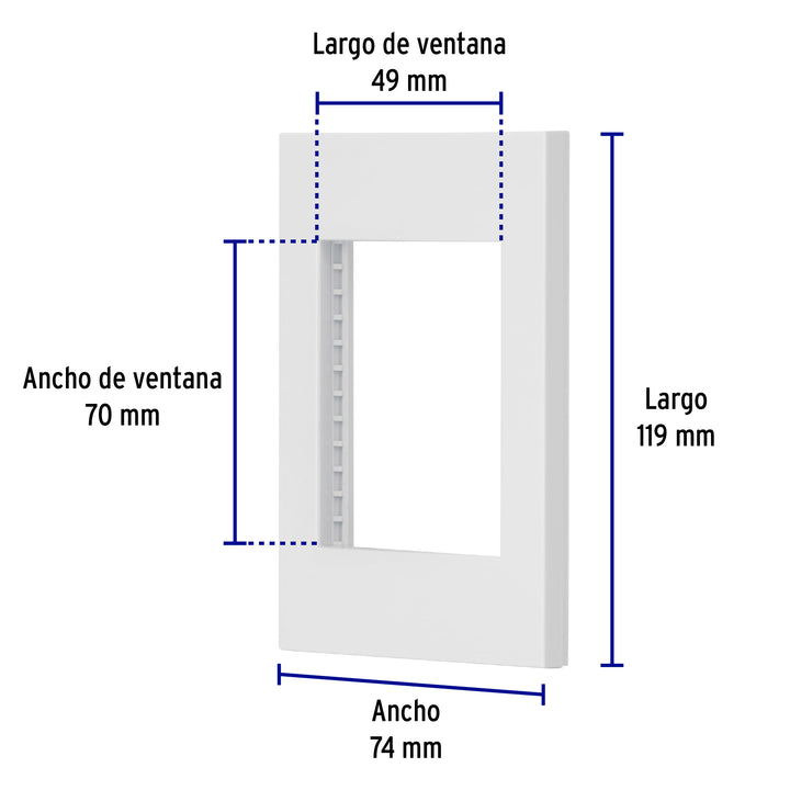 Placa 1 Ventana, 3 Módulos, Línea Española, Color Blanco