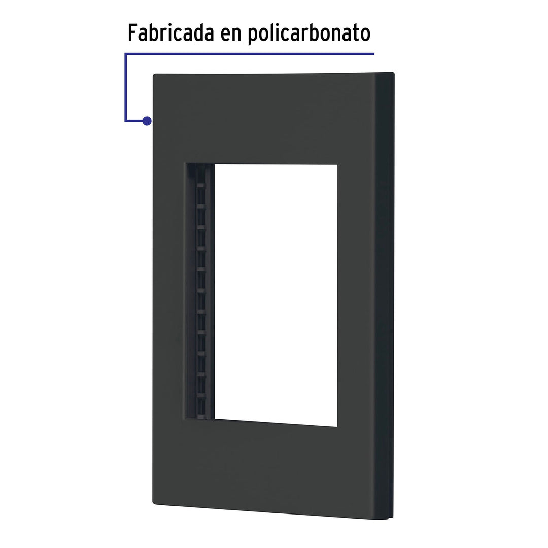 Placa 1 Ventana, 3 Módulos, Línea Española, Color Negro
