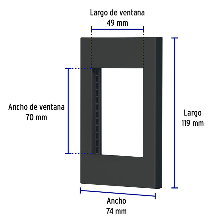 Placa 1 Ventana, 3 Módulos, Línea Española, Color Negro